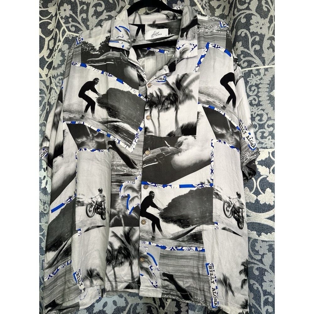 Billy Aloha Cafe Shirt Men's XL Hawaiian beach Surfs Button Up Soft